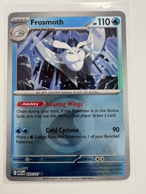 Frosmoth 053/217 Pokémon Kaart - ASC - Reverse Holo, Ophalen of Verzenden, Zo goed als nieuw, Losse kaart, Foil