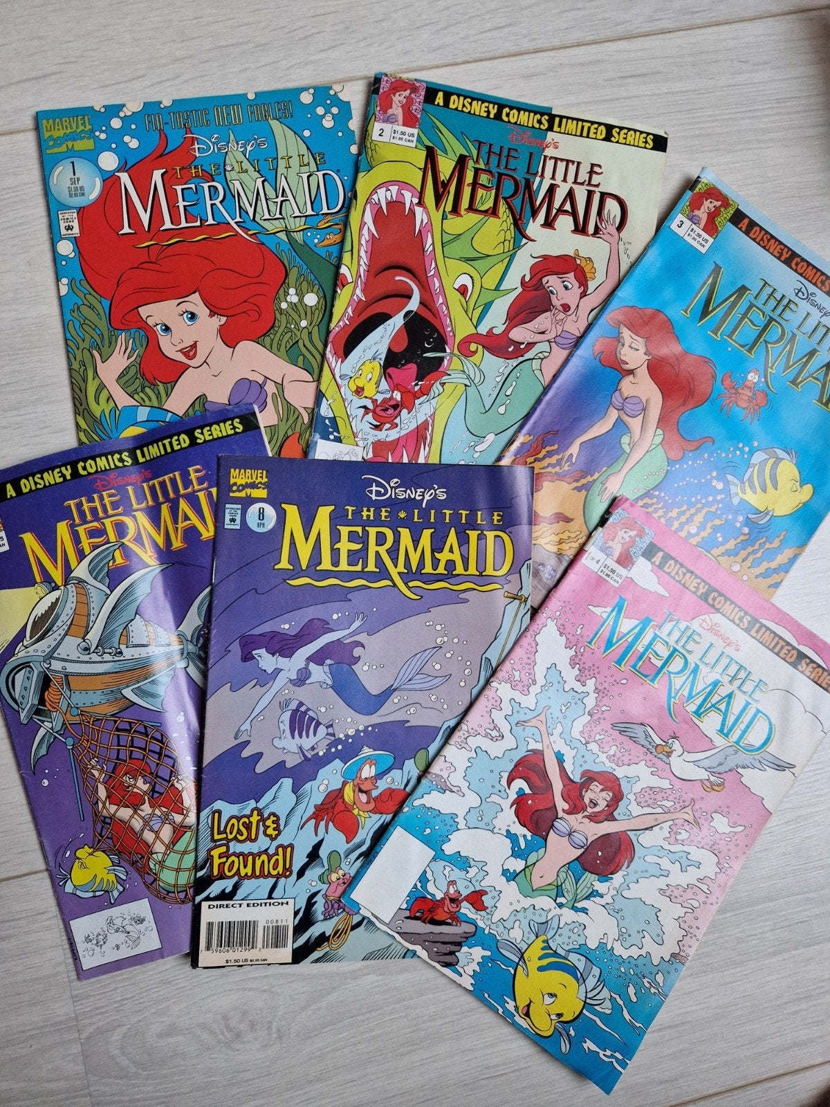 1992 comics disney the little mermaid strip 1 2 3 4 5 6, Ophalen of Verzenden, Overige figuren, Beeldje of Figuurtje