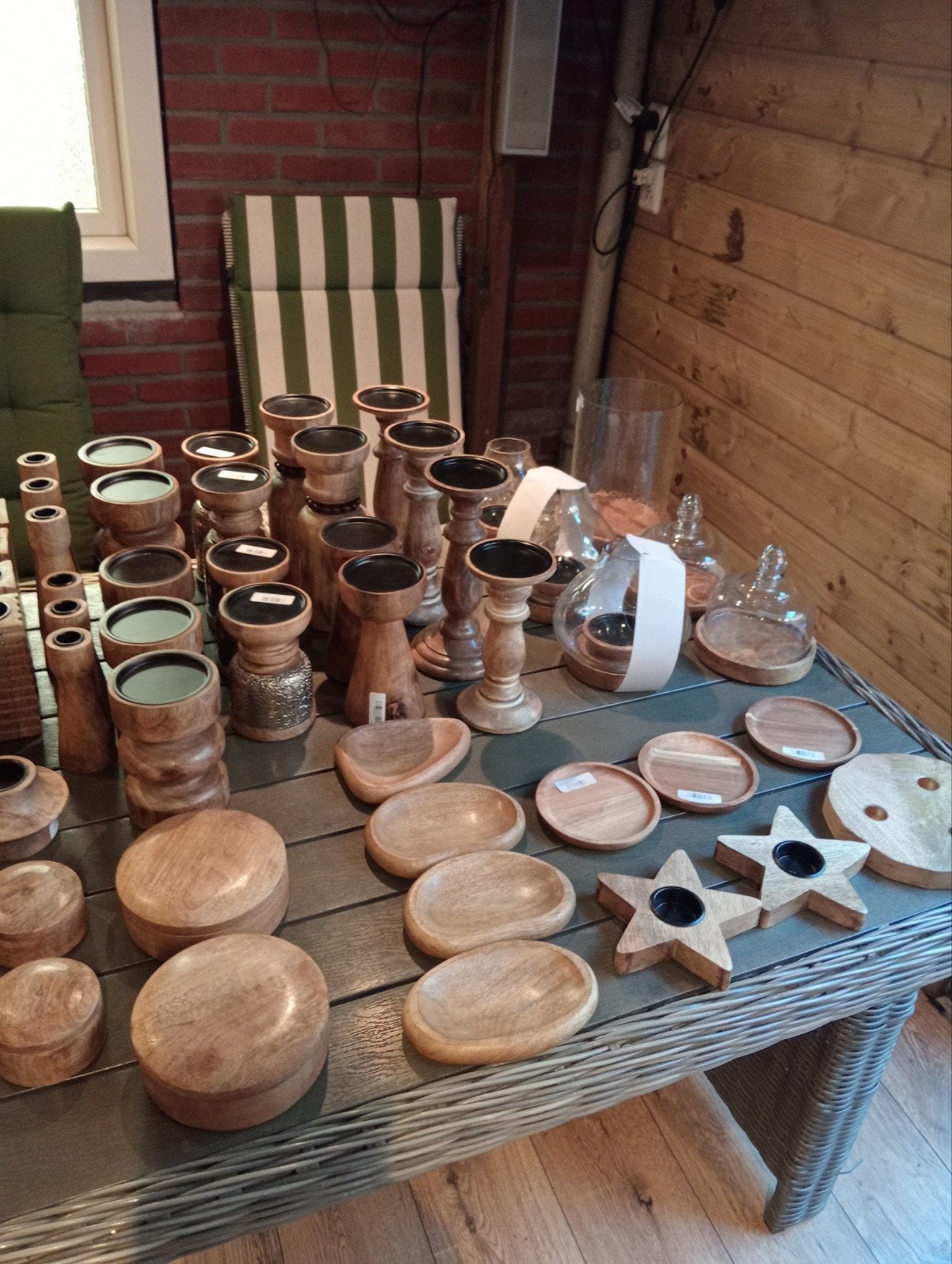 Diverse houten kandelaars en decoratie, Bruin, Overige merken, Nieuw, Ophalen of Verzenden