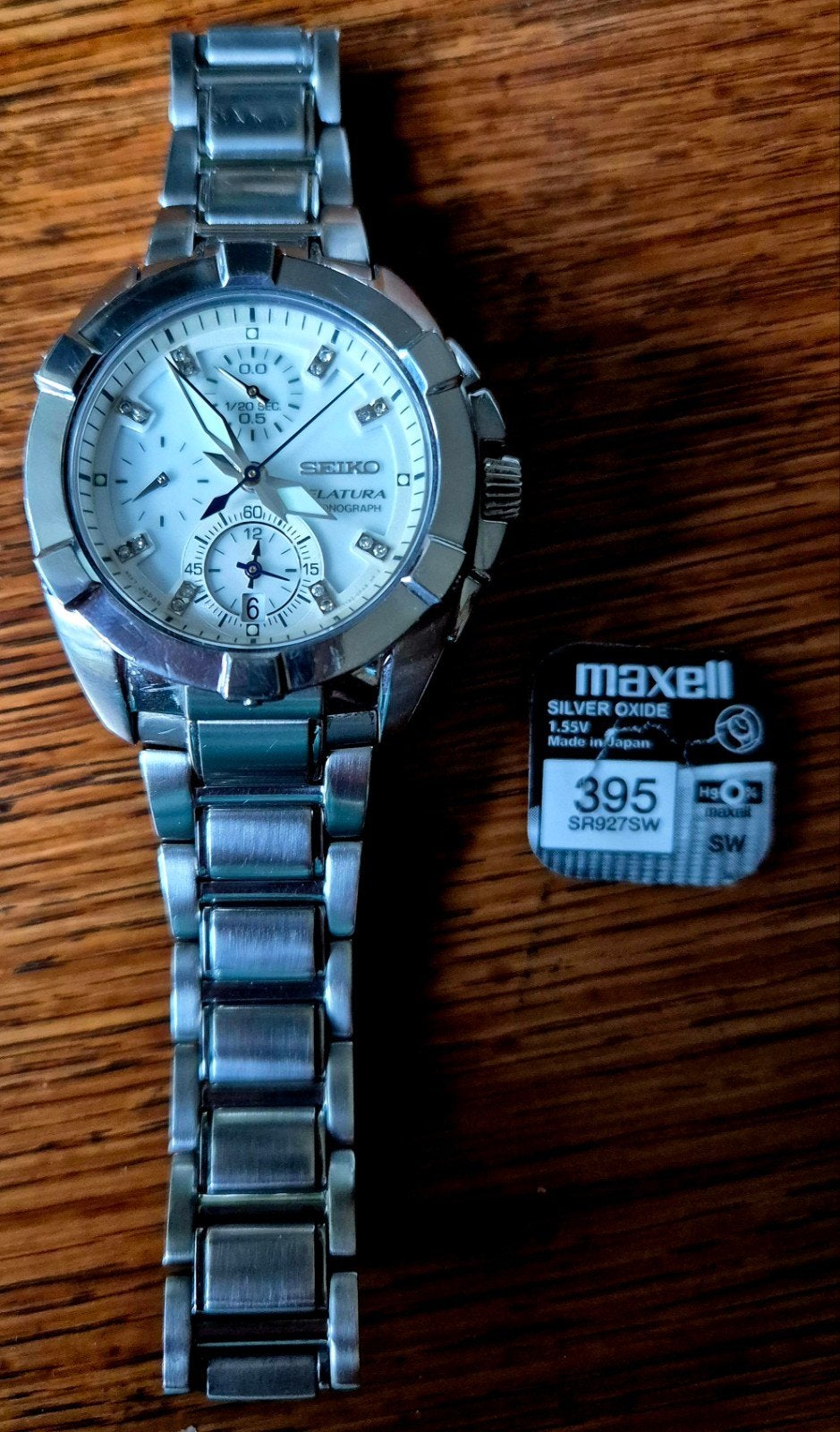 Seiko Velatura Chronograaf 16 diamantjes Dames Heren horloge, Ophalen, Gebruikt, Staal, Polshorloge
