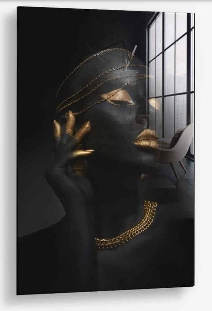 Glasschilderij Native Woman 60x90 - Gehard glas, Glas, Achter glas, Ophalen of Verzenden, Print