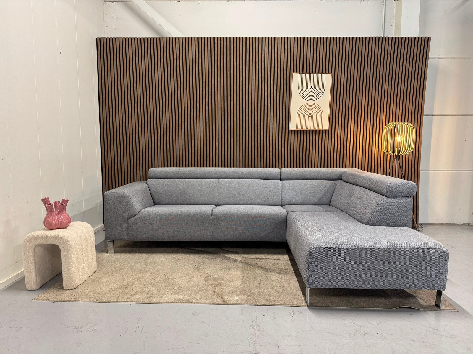 Inhouse - Hoekbank - Lichtgrijs - Zeer Nette Staat, Ophalen of Verzenden, Zo goed als nieuw, 150 cm of meer, Vierpersoons of meer