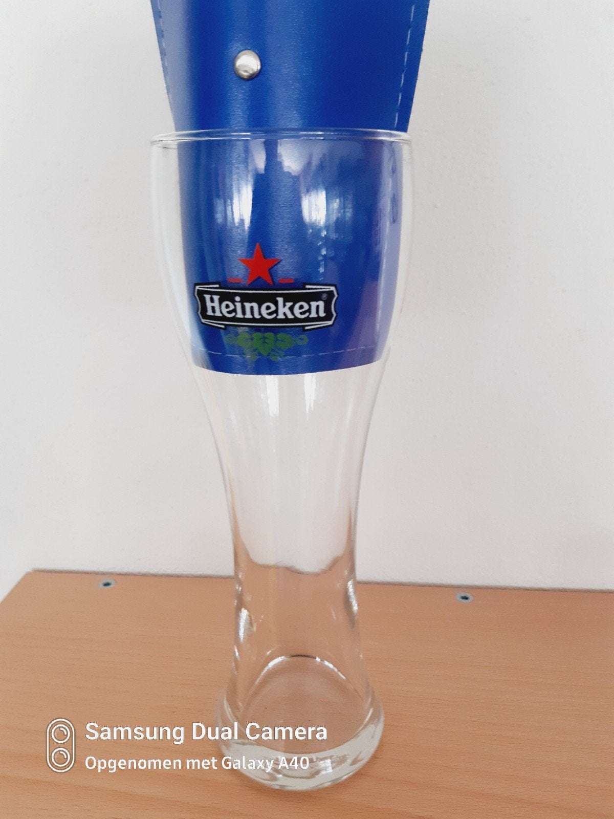 Mooie Heineken dubbel druk glas, Verzamelen, Biermerken, Ophalen of Verzenden, Zo goed als nieuw, Glas of Glazen, Heineken