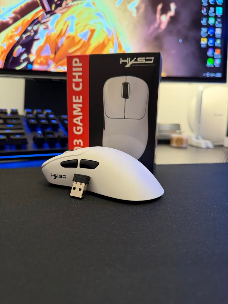 HXSJ T700 Gaming Muis Wit NEW - Draadloos & Bluetooth - 57g, Ophalen of Verzenden, Zo goed als nieuw