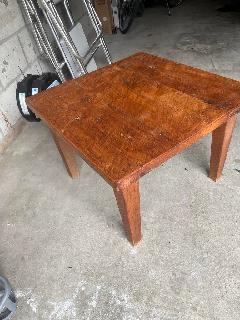 Massief eiken houten vierkante tafel, Gebruikt, 50 tot 100 cm, Minder dan 50 cm, Eikenhout