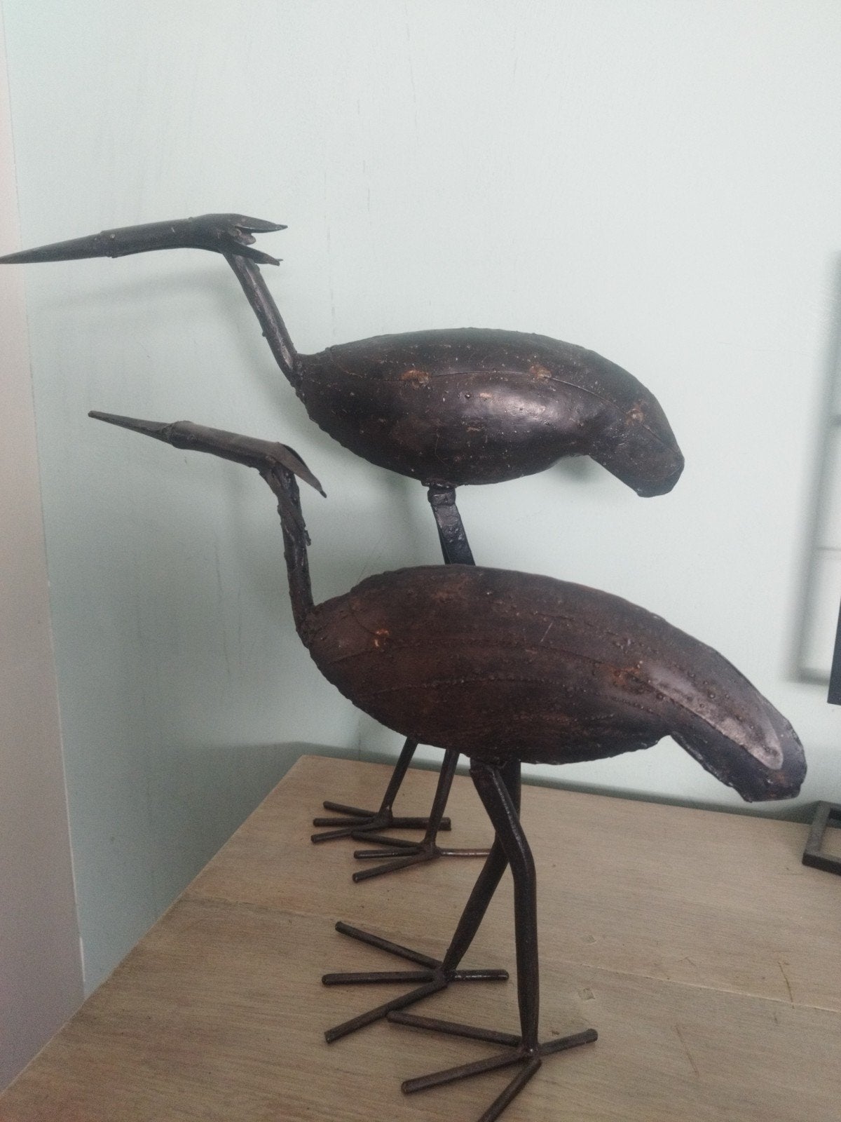 Decoratieve metalen reigers - set van 2, Ophalen, Overige stijlen, Metaal, Gebruikt