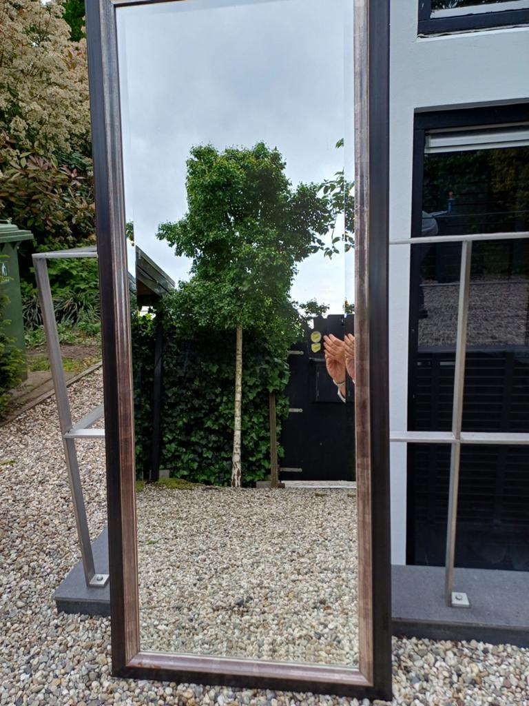 Grote facetgeslepen spiegel - 153 x 63 cm, Huis en Inrichting, Woonaccessoires | Spiegels, Ophalen, Gebruikt, 150 tot 200 cm, Rechthoekig