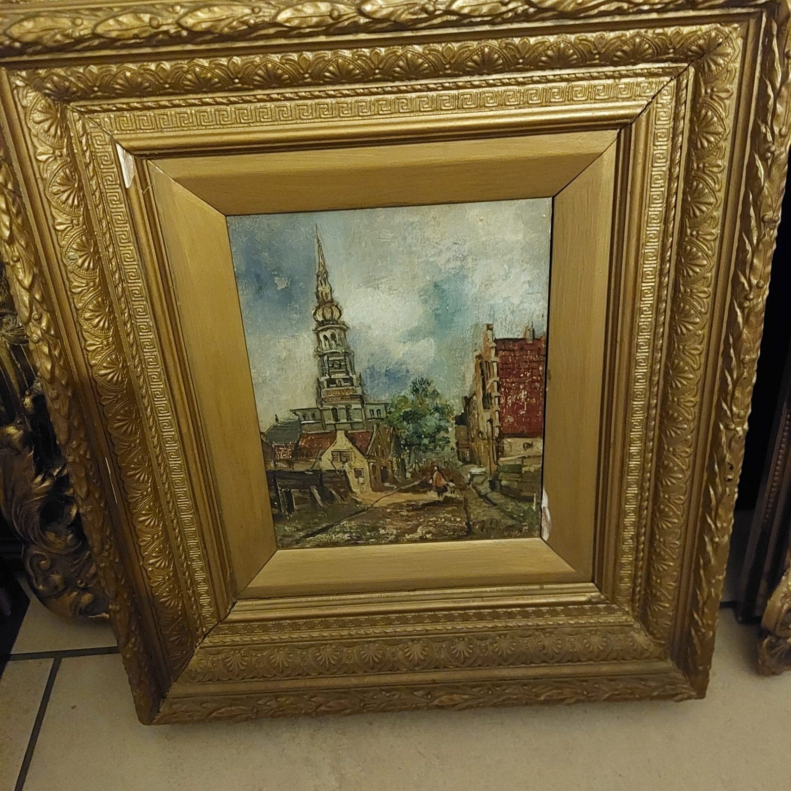 Amsterdams schilderij met prachtige oude lijst, Antiek en Kunst, Kunst | Schilderijen | Klassiek, Ophalen