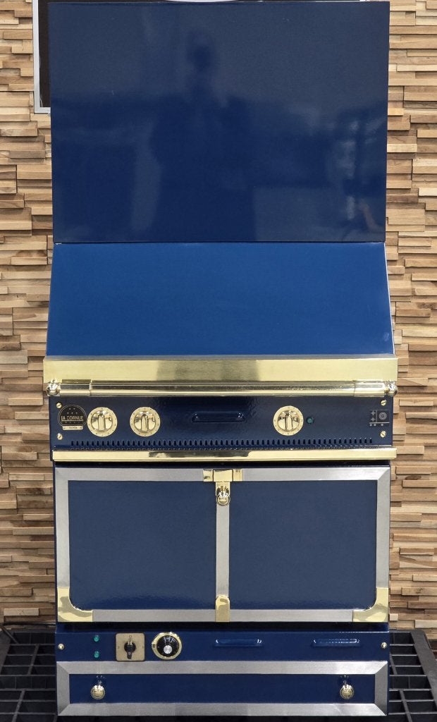 Luxe La Cornue Fornuis 80cm blauw Keramische Coupe de Feu, Niet ingevuld, 60 cm of meer, Keramisch, Niet ingevuld