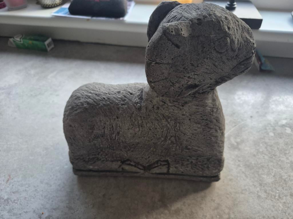 Stenen Ram Beeld - Decoratief Dierenbeeld, Ophalen of Verzenden, Gebruikt