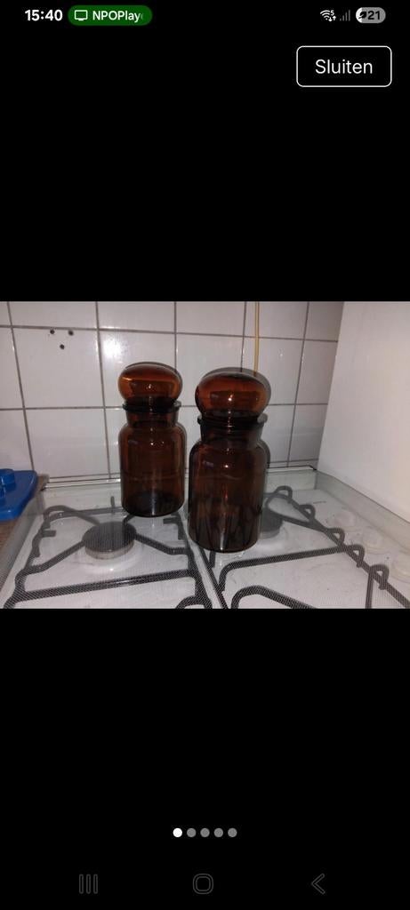 Vintage Apothekerspotten - Amberkleurig Glas (Set van 2), Antiek en Kunst, Ophalen of Verzenden