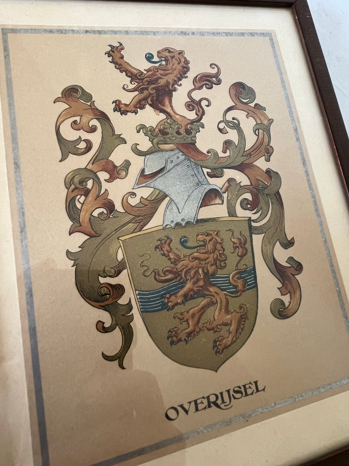 Wapenschild Overijssel in lijst - 26x21 cm, Ophalen of Verzenden