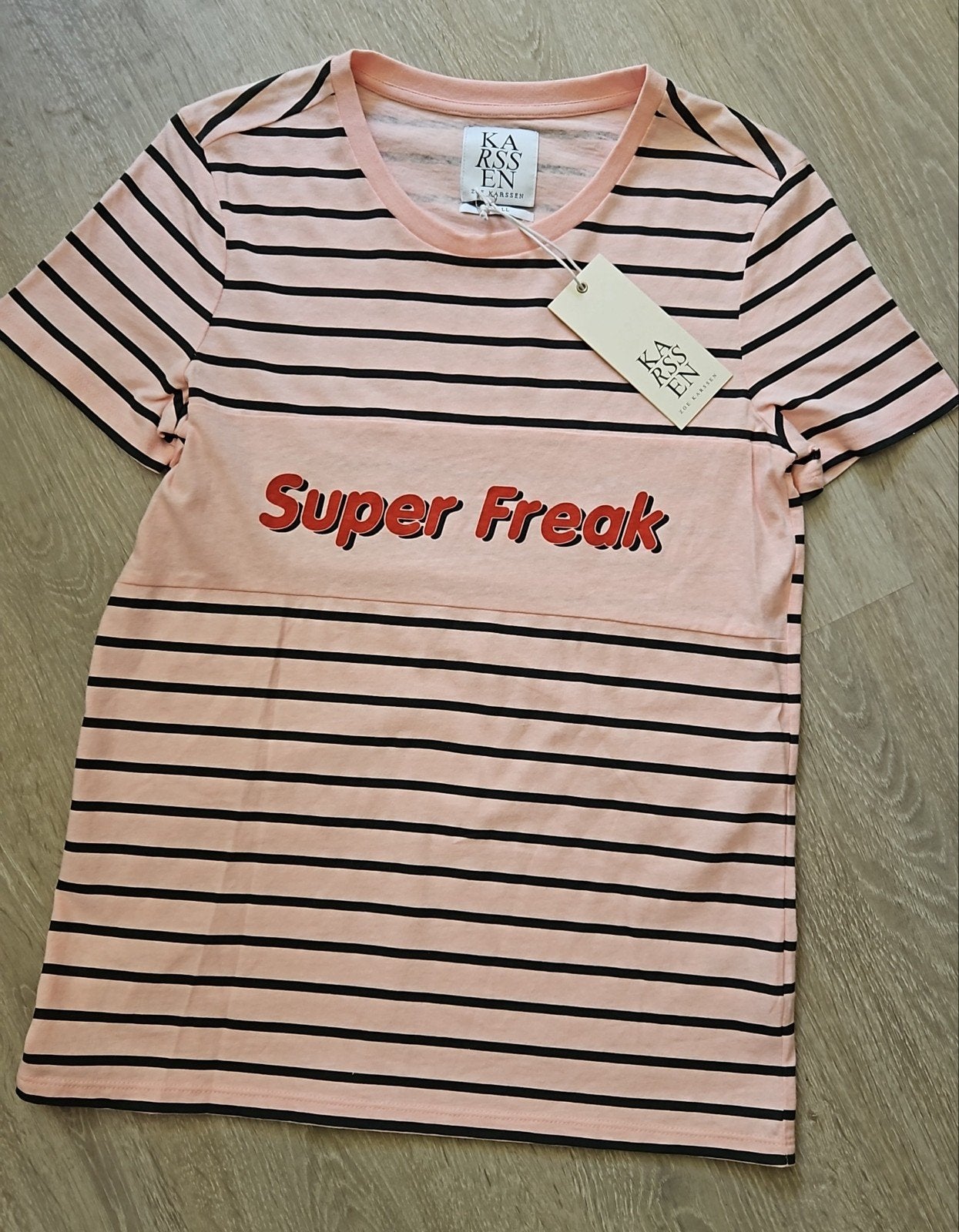 NIEUW! Zoe Karssen Gestreept T-Shirt (Roze/Zwart) Maat S, Ophalen, Zwart, Nieuw, Korte mouw