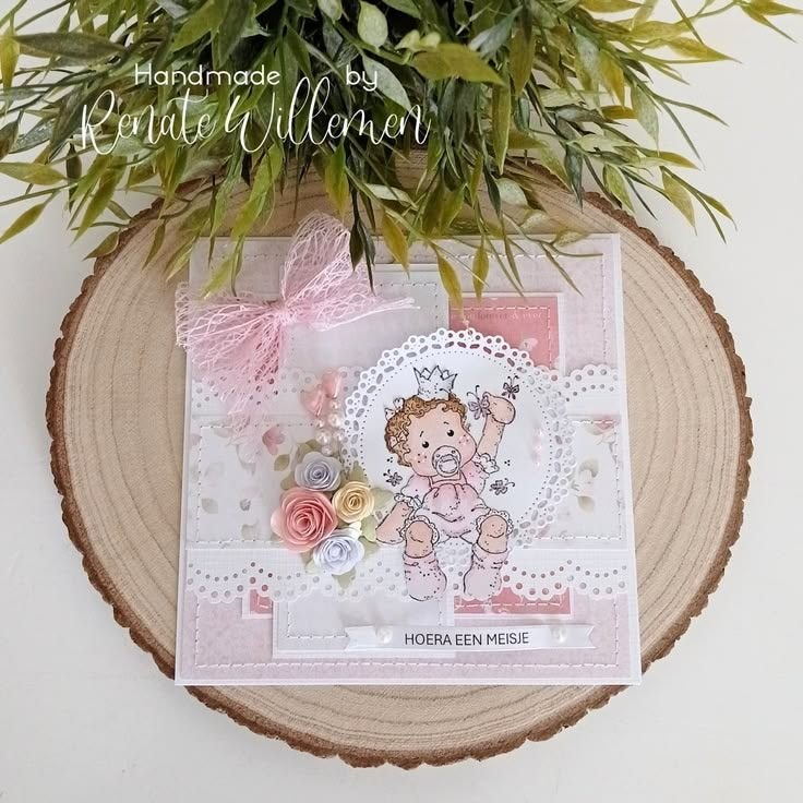 Handgemaakte Magnolia Babykaart (RW003), Verzenden, Nieuw, Overige thema's
