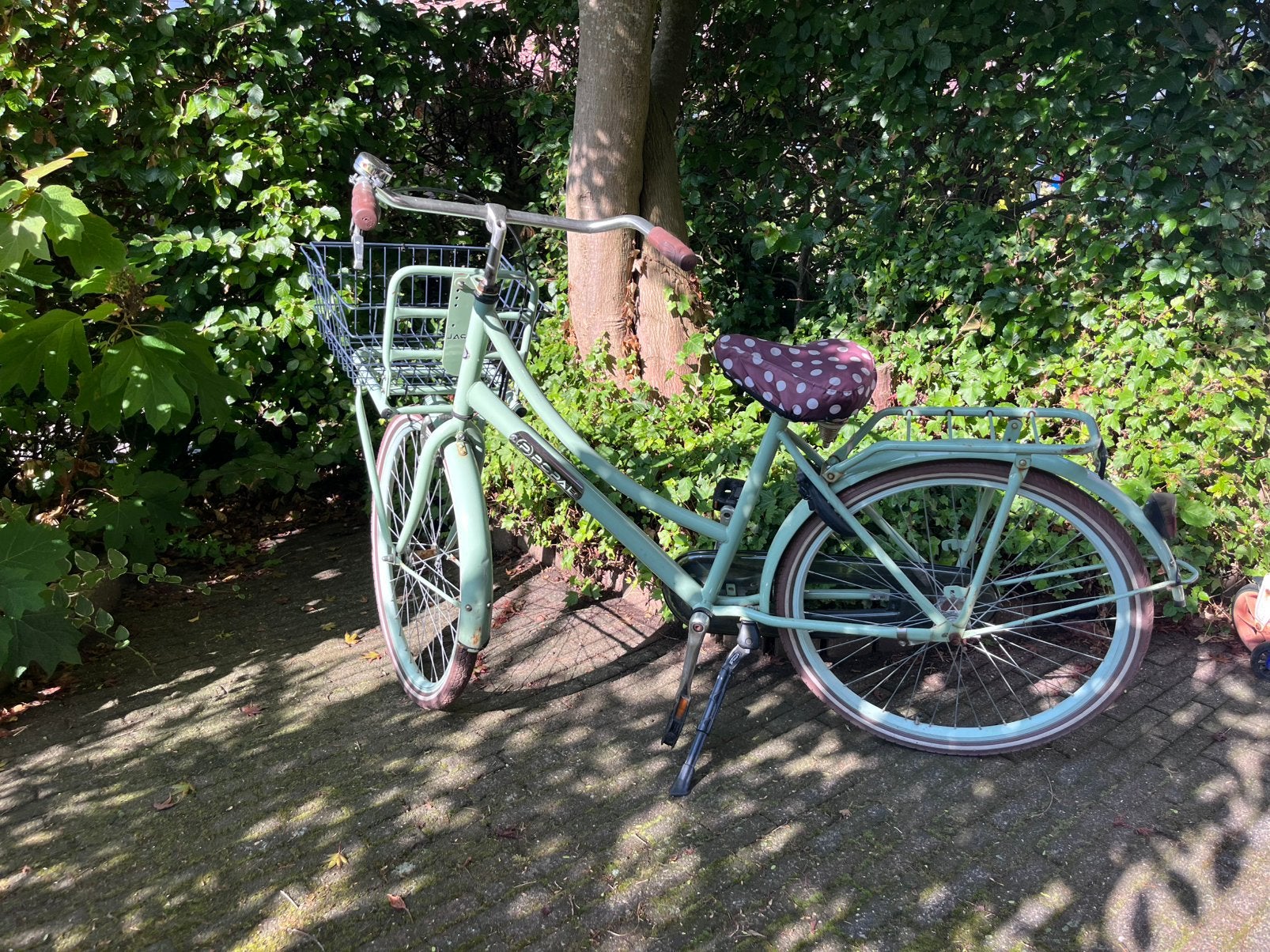 Leuke mintgroene meisjesfiets met mand 26 inch, Ophalen of Verzenden, Gebruikt, 26 inch of meer