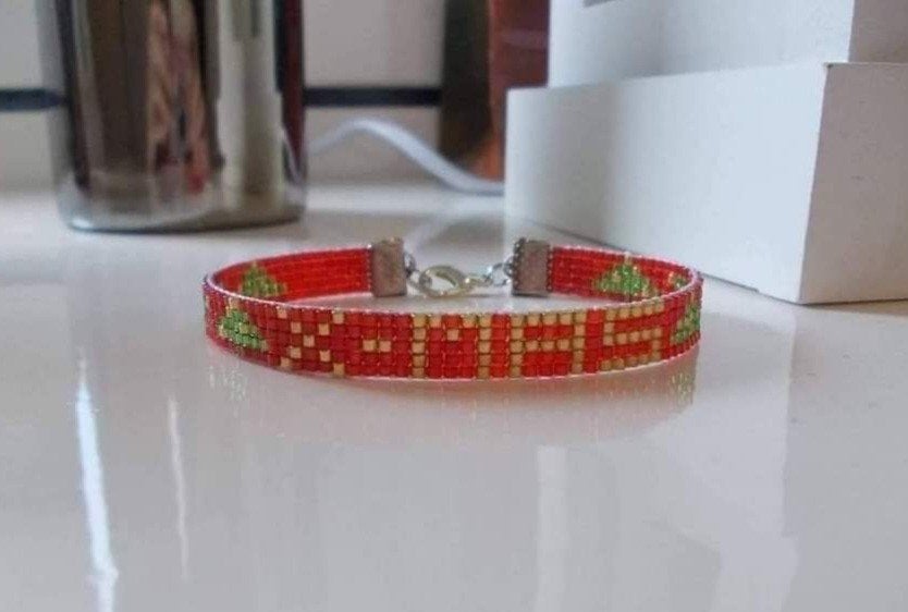Miyuki delica geweven kralen armband X-Mas, Overige materialen, Overige kleuren, Verzenden, Nieuw