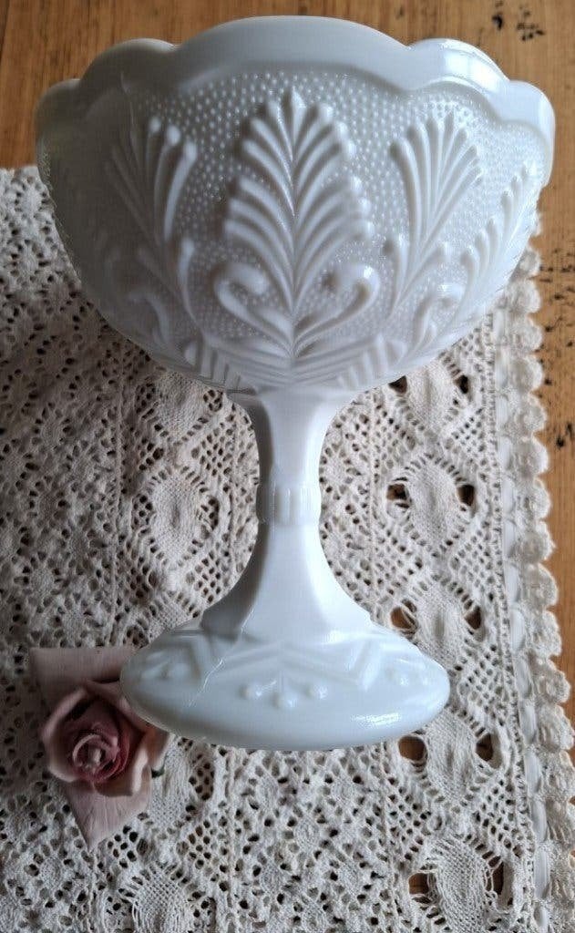Vintage wit opaline bokaal, Ophalen of Verzenden