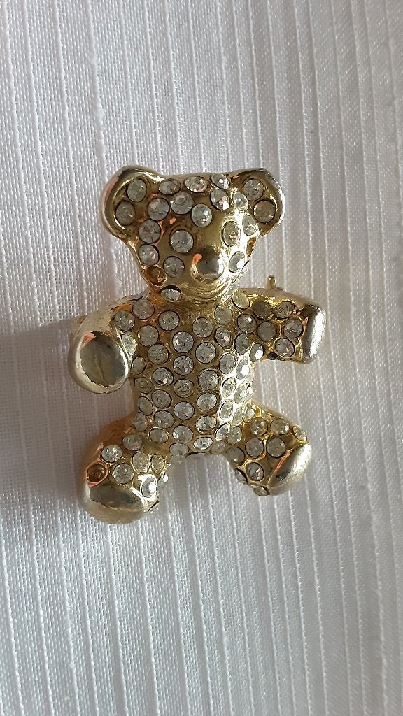kleine beertje, goudkleurig, strass (23), Overige materialen, Minder dan 4 cm, Ophalen of Verzenden, Zo goed als nieuw