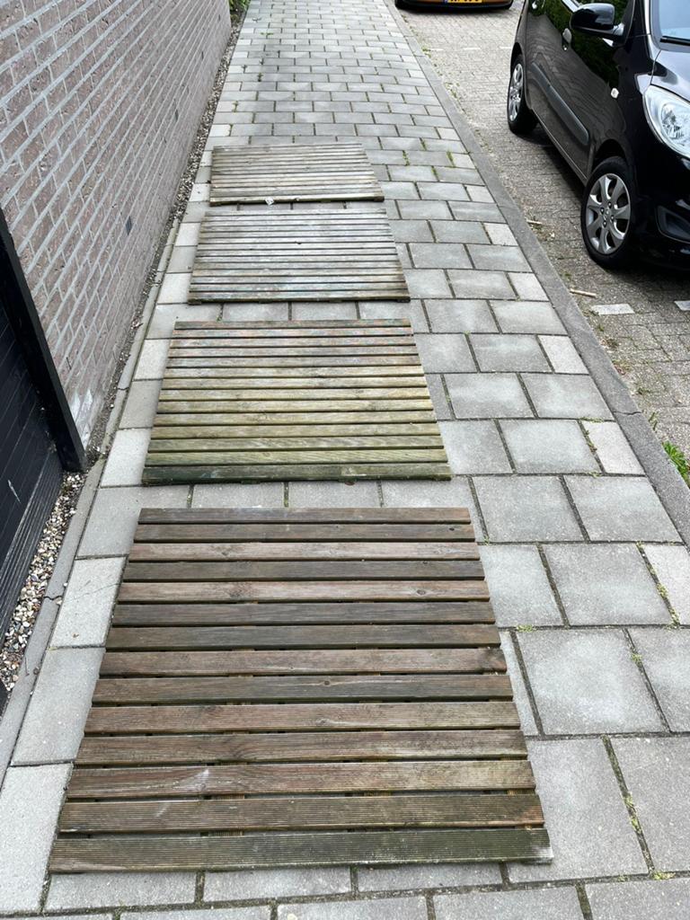 4 terras vlonders, Tuin en Terras, Ophalen, Hout