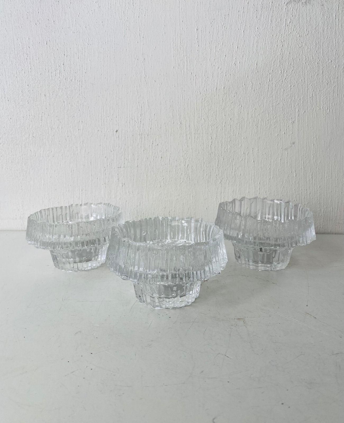 Iittala Finland glazen waxinelichthouders (3) Stellaria, Gebruikt, Finland, 7 cm, Ophalen of Verzenden