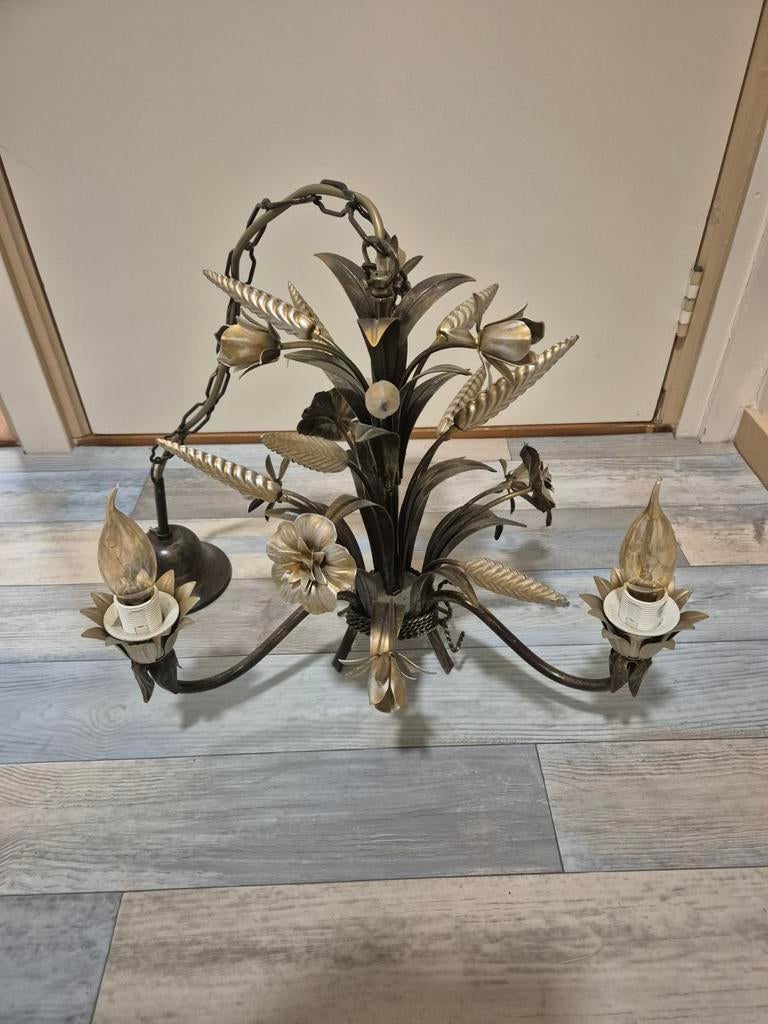Vintage Korenaren hanglamp, Vintage Hollywood Regency, Ophalen of Verzenden, Zo goed als nieuw, Metaal