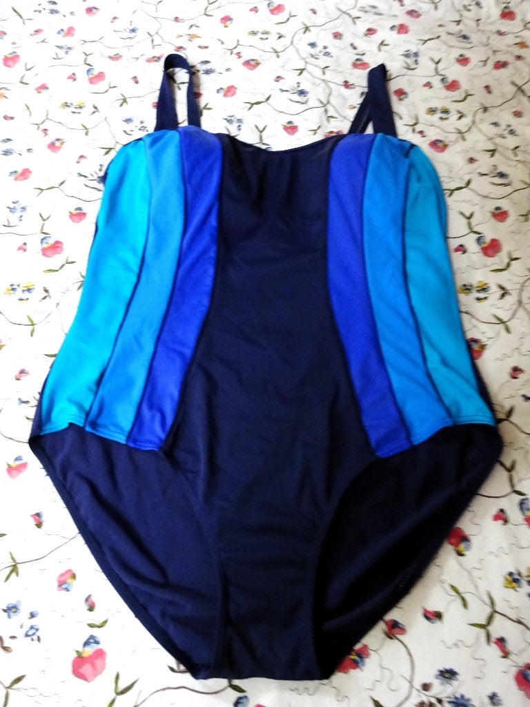 Diverse tinten blauw badpak Maat (52) XL, Kleding | Dames, Verzenden, Gedragen, Blauw, Badpak