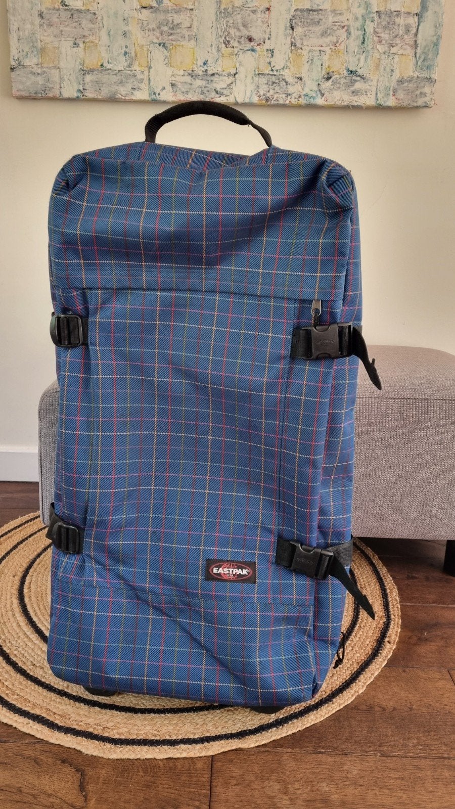 Eastpack rolkoffer- Blauw geruit 78x40x30cm, Sieraden, Tassen en Uiterlijk, Ophalen, Overige materialen, Wieltjes, Gebruikt