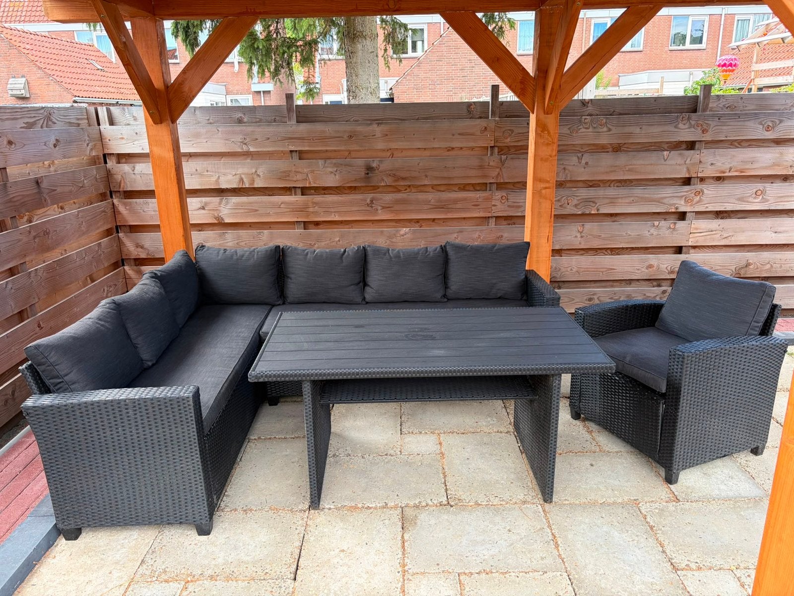Complete Loungeset met eet stoel, Tuin en Terras, Tuinsets en Loungesets, Ophalen, 5 zitplaatsen, Gebruikt, Loungeset
