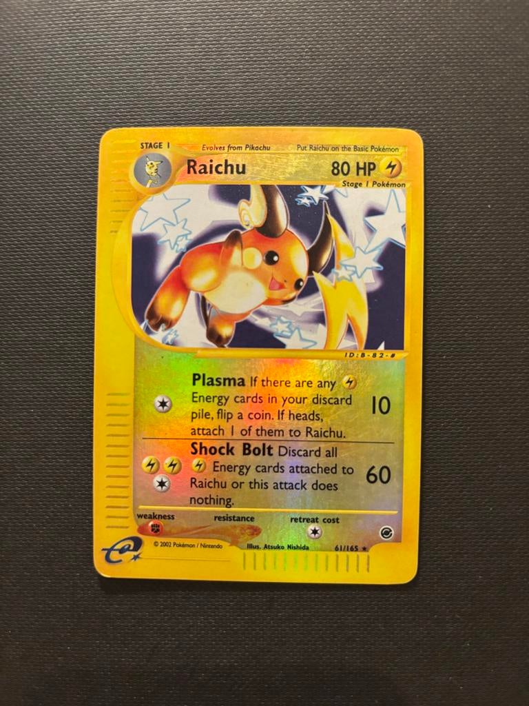 Glimmende Raichu Pokémon Kaart (61/165) - Zeldzaam!, Ophalen of Verzenden, Zo goed als nieuw, Losse kaart, Foil
