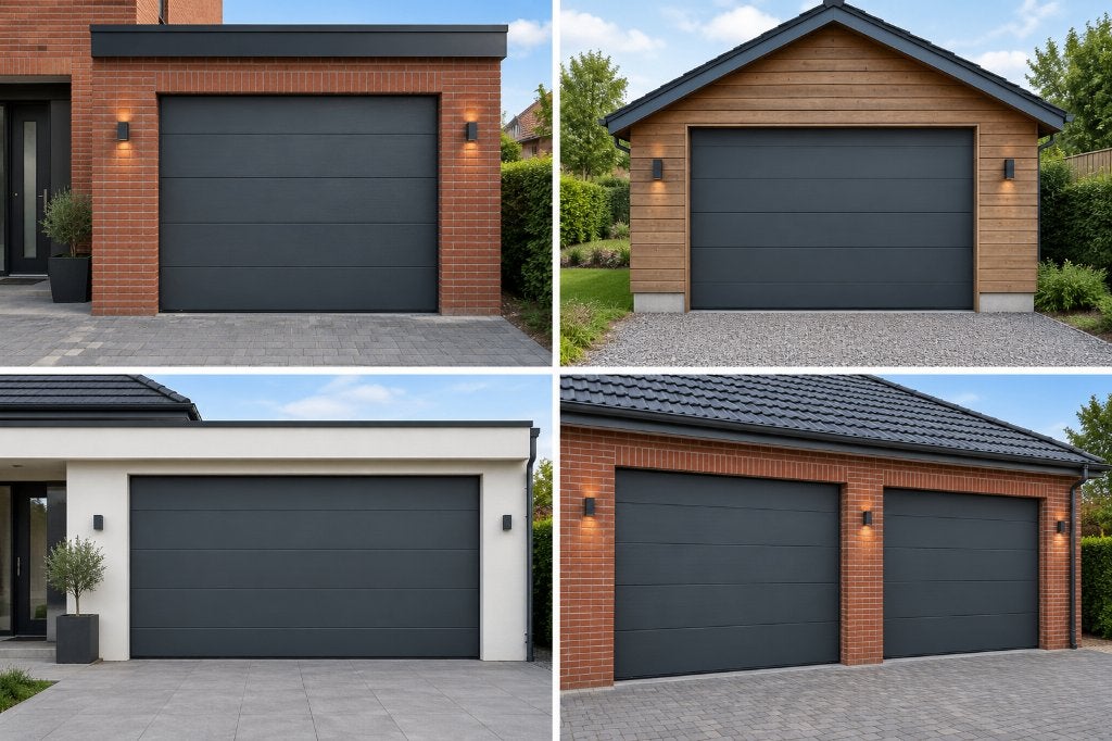 Garagedeur/iso40 kleur: 7016 (antraciet), Ophalen, Metaal, 120 cm of meer, 215 cm of meer