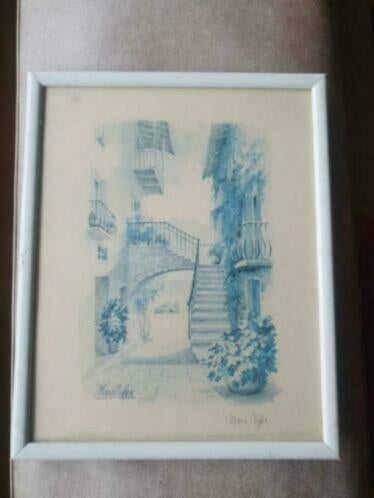 Litho Mario Cuppa gesigneerd "Paysage de Bord de Mer, Antiek en Kunst, Ophalen