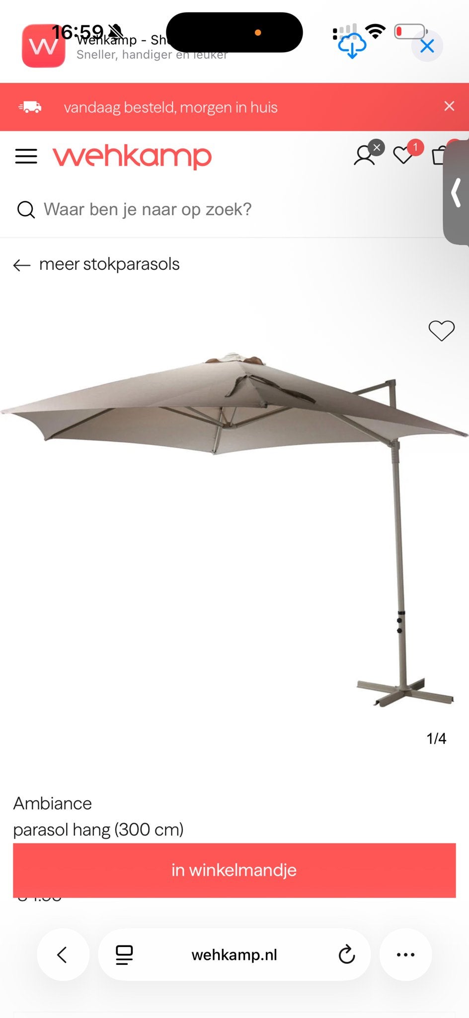 Foto 3 van Beige zweefparasol - nieuw in doos!