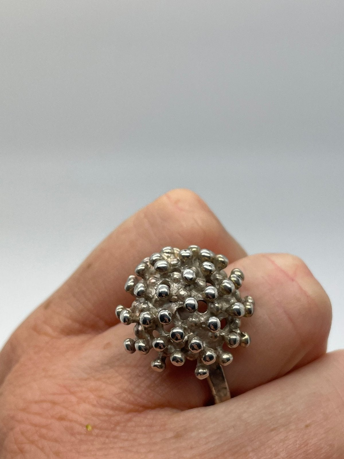 F976 Prachtige zilveren sputnik ring (verstelbaar), Ophalen of Verzenden, Zilver, Ring
