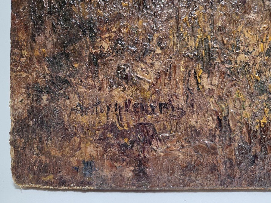 530. Schilderij, Antony Keizer – Drentse plaggenhut, ca.1930, Hout, Landschap, Ophalen, Gesigneerd