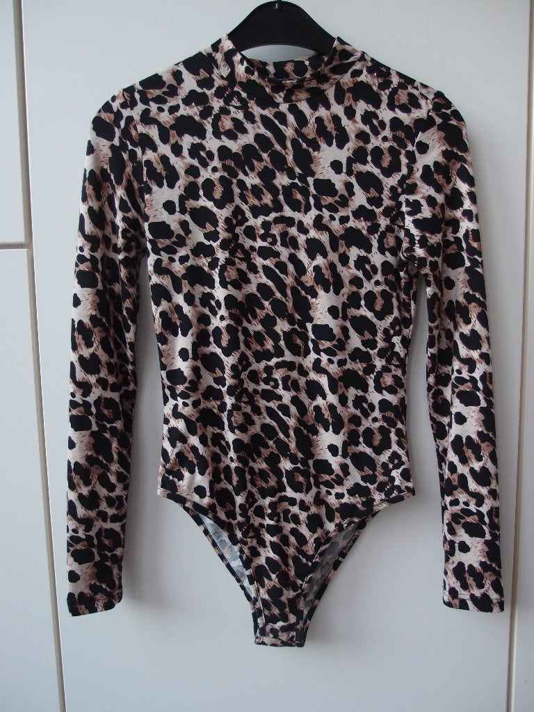 Mooie Shein meisjes dames top body leopard panter print XS, Bruin, Ophalen of Verzenden, Zo goed als nieuw, Lange mouw