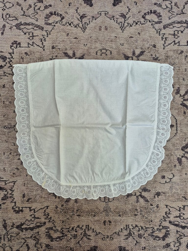 Antieke kussensloop met broderie anglaise kant, Ophalen of Verzenden, Dames