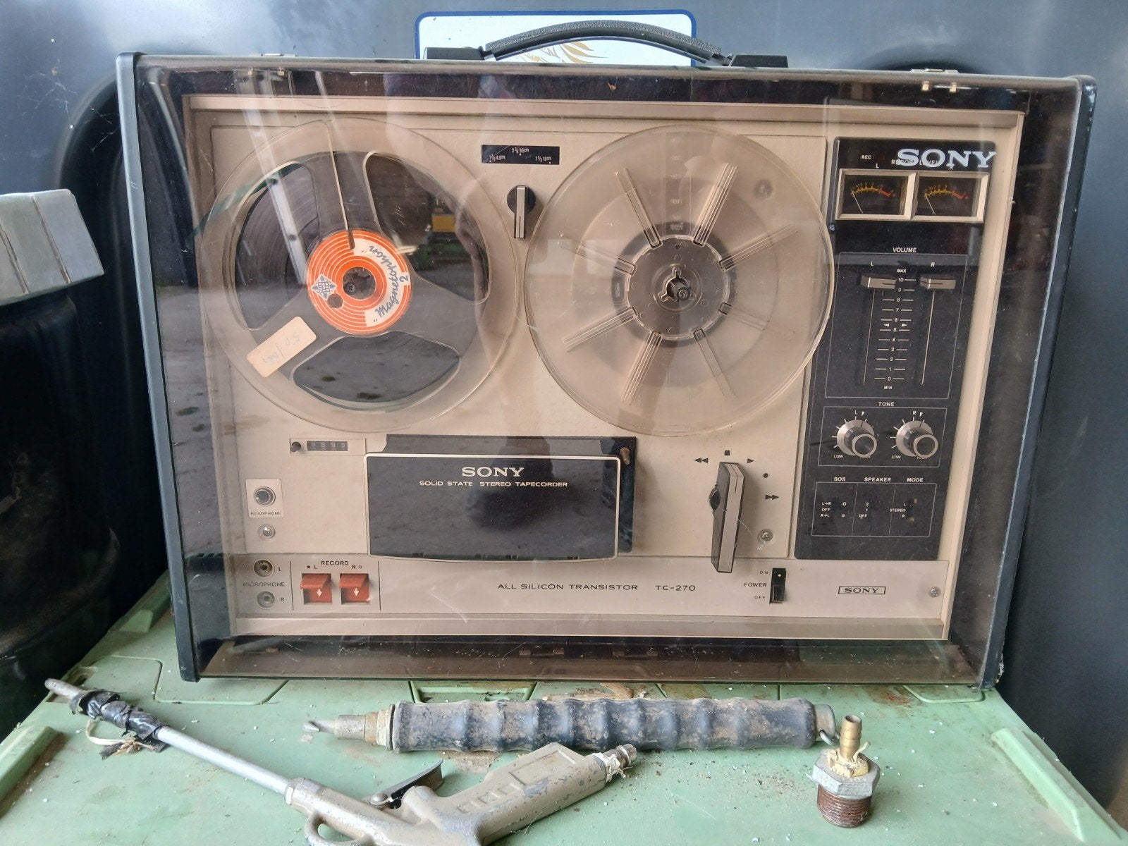 Sony TC-270 Bandrecorder - Vintage  gratis, Ophalen, Bandrecorder, Met stofkap