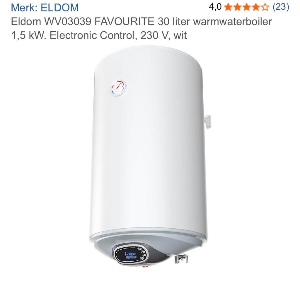 Eldom WV03039 FAVOURITE 30 liter warmwaterboiler 1,5 kW, Doe-het-zelf en Verbouw, Gebruikt, 20 tot 100 liter, 3 t/m 5 jaar oud