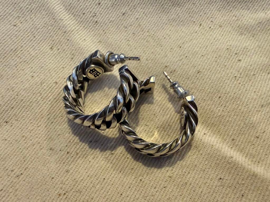 Buddha to Buddha 925 zilveren oorbellen creolen Chain, Ophalen of Verzenden, Zo goed als nieuw, Zilver