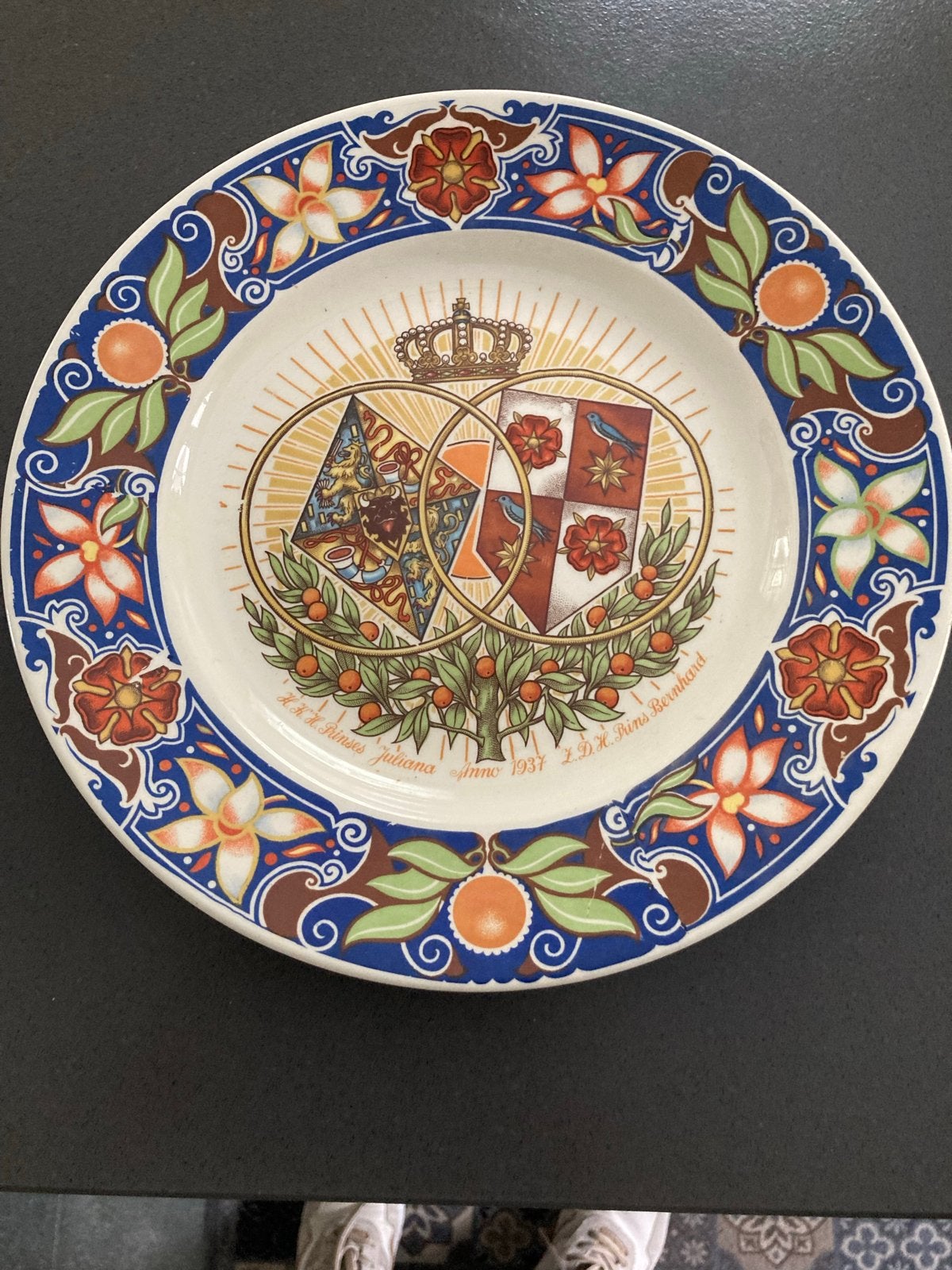 Vintage Juliana & Bernhard Herdenkingsbord 1937, Ophalen of Verzenden