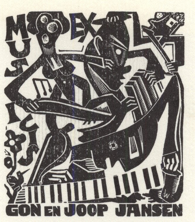 0397 Ex Libris Nederland : Cor de Wolff, 1950, Antiek en Kunst, Kunst | Etsen en Gravures, Verzenden, Ex libris