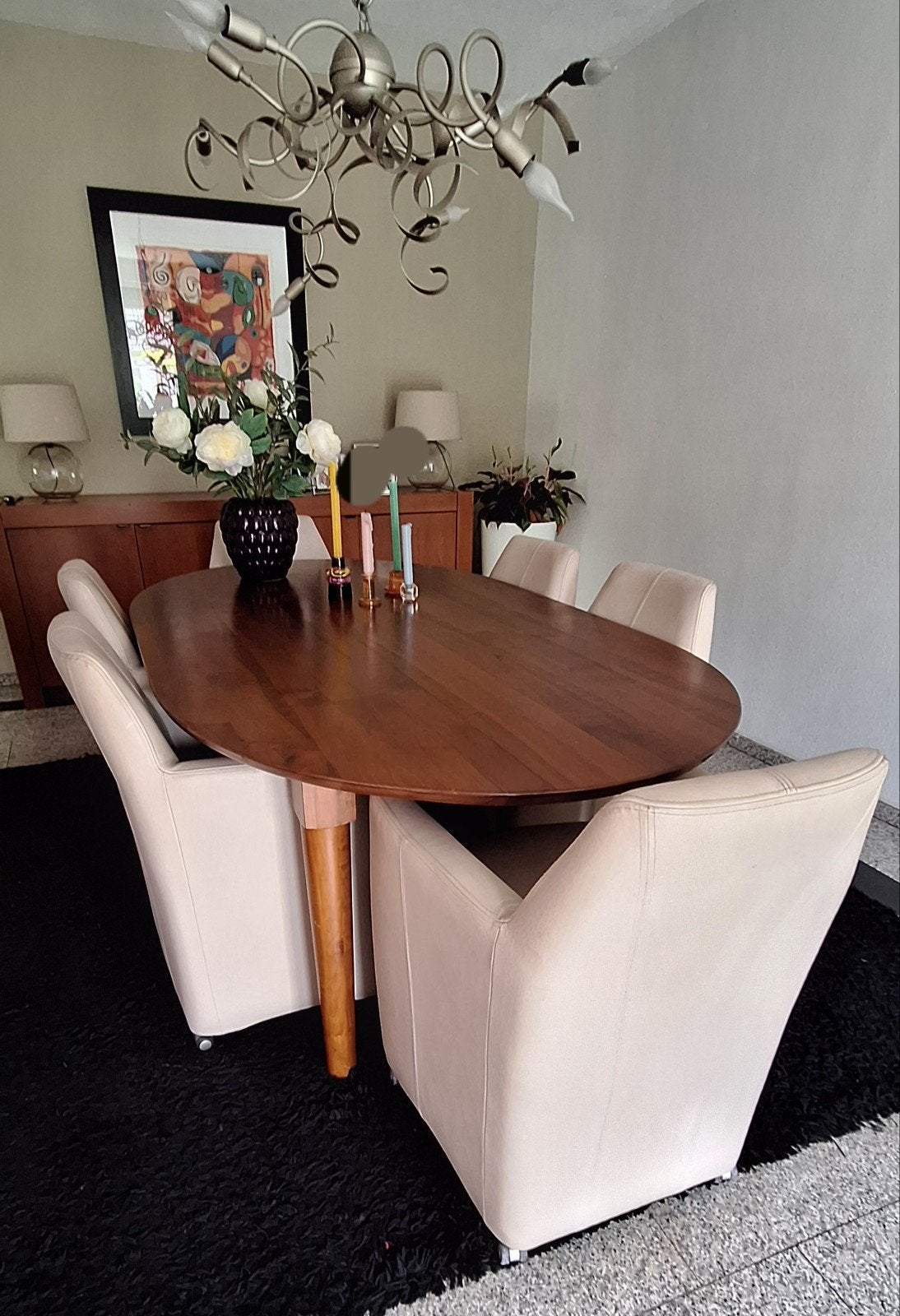 Massieve kersenhouten eettafel, Ophalen, Rechthoekig, 200 cm of meer, 50 tot 100 cm