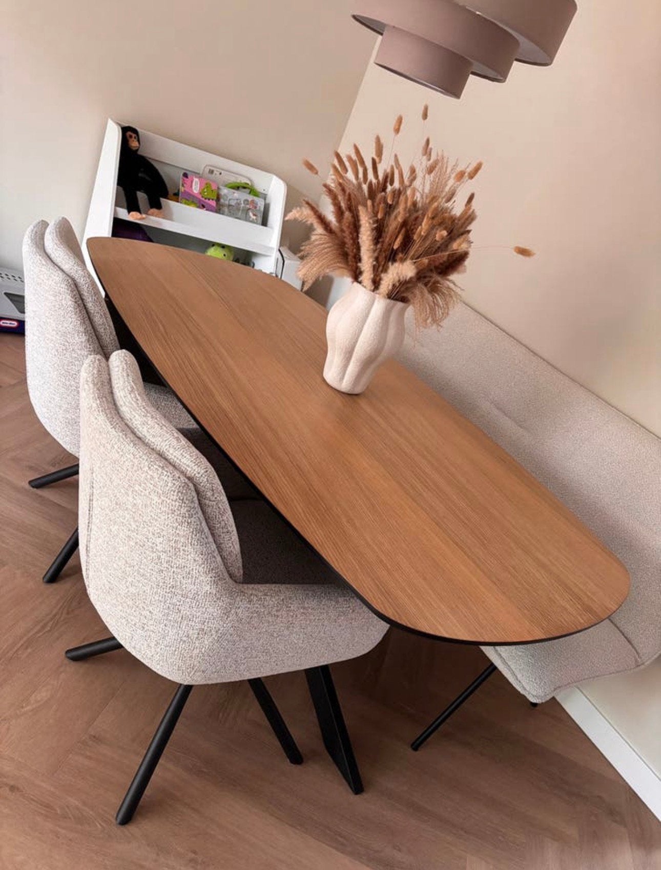 Eettafel Deens Ovaal eiken fineer naturel 180x90, Ophalen, Eikenhout, 50 tot 100 cm, Zo goed als nieuw