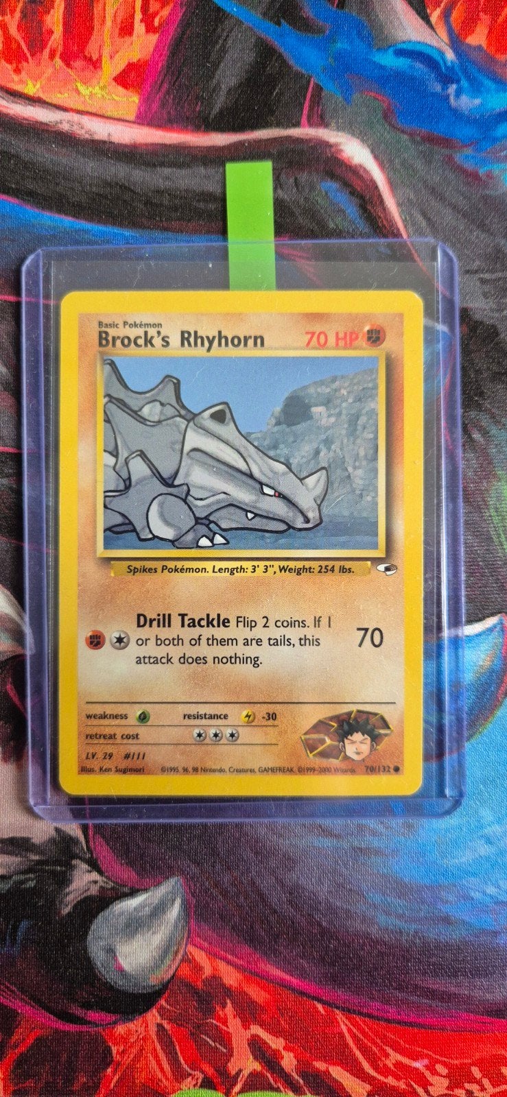 Pokémon kaart: Brock's Rhyhorn 70/132, Ophalen of Verzenden, Zo goed als nieuw, Losse kaart, Foil