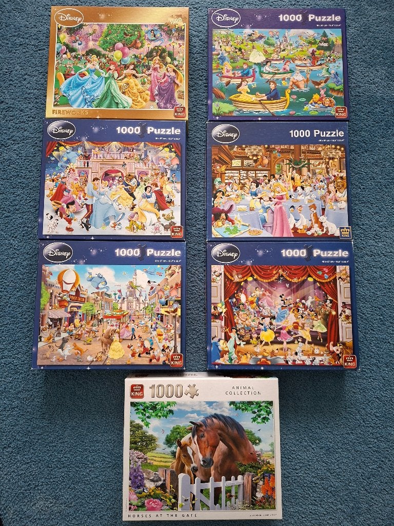 7x Disney en Paarden Puzzels 1000/1500 stukjes, Hobby en Vrije tijd, Overige Hobby en Vrije tijd, Ophalen, Gebruikt