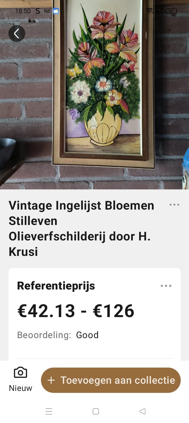 te koop oude schilderij van jaar 1950, Antiek en Kunst, Ophalen of Verzenden