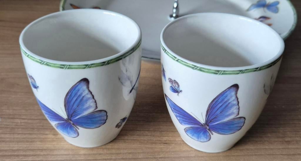2 Janneke Brinkman vlinder bekers, Ophalen of Verzenden, Zo goed als nieuw, Aardewerk
