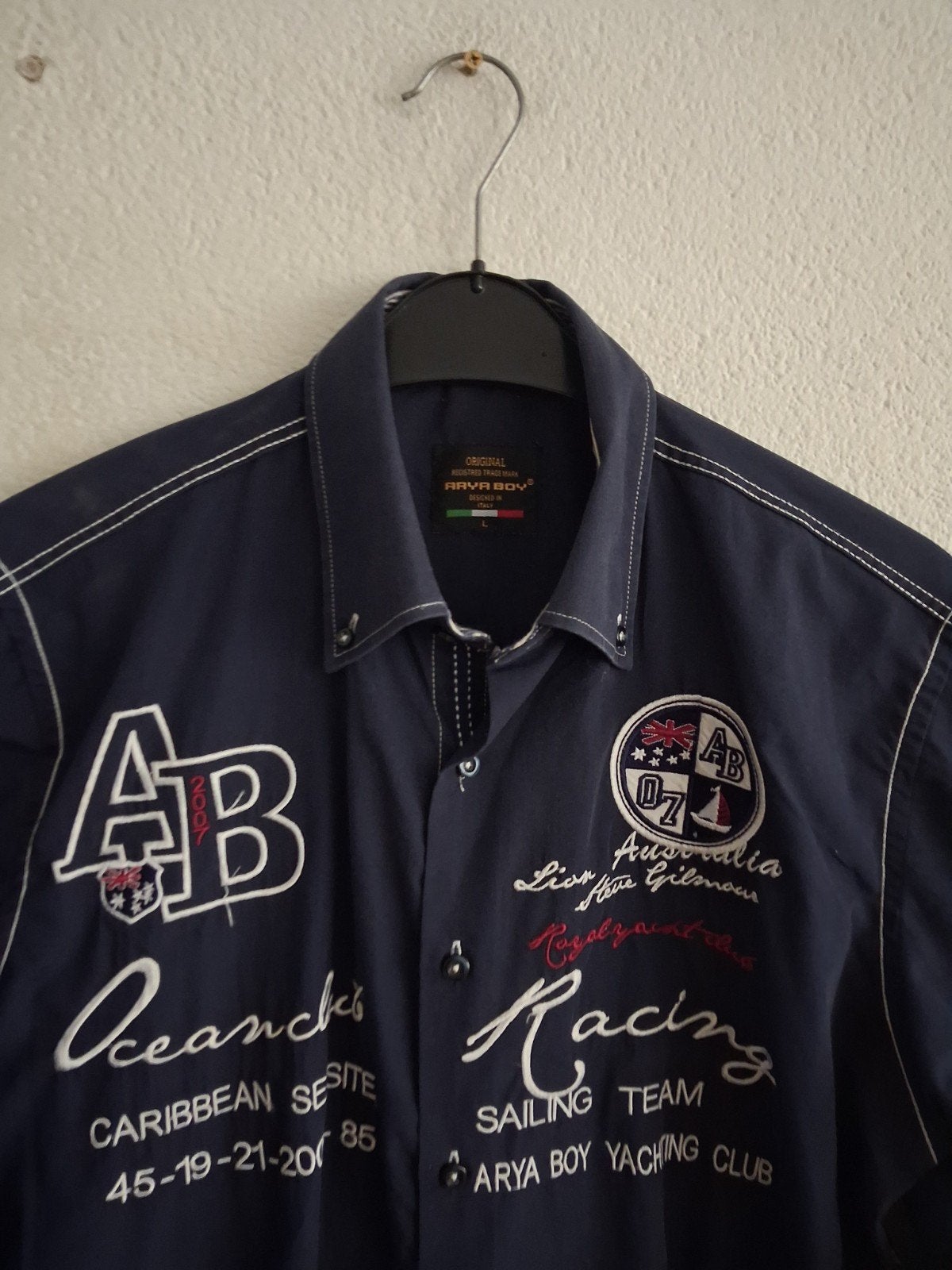 Arya Boy Heren Overhemd - Donkerblauw met Patches, Arya Boy, Blauw, Ophalen of Verzenden, Halswijdte 41/42 (L)