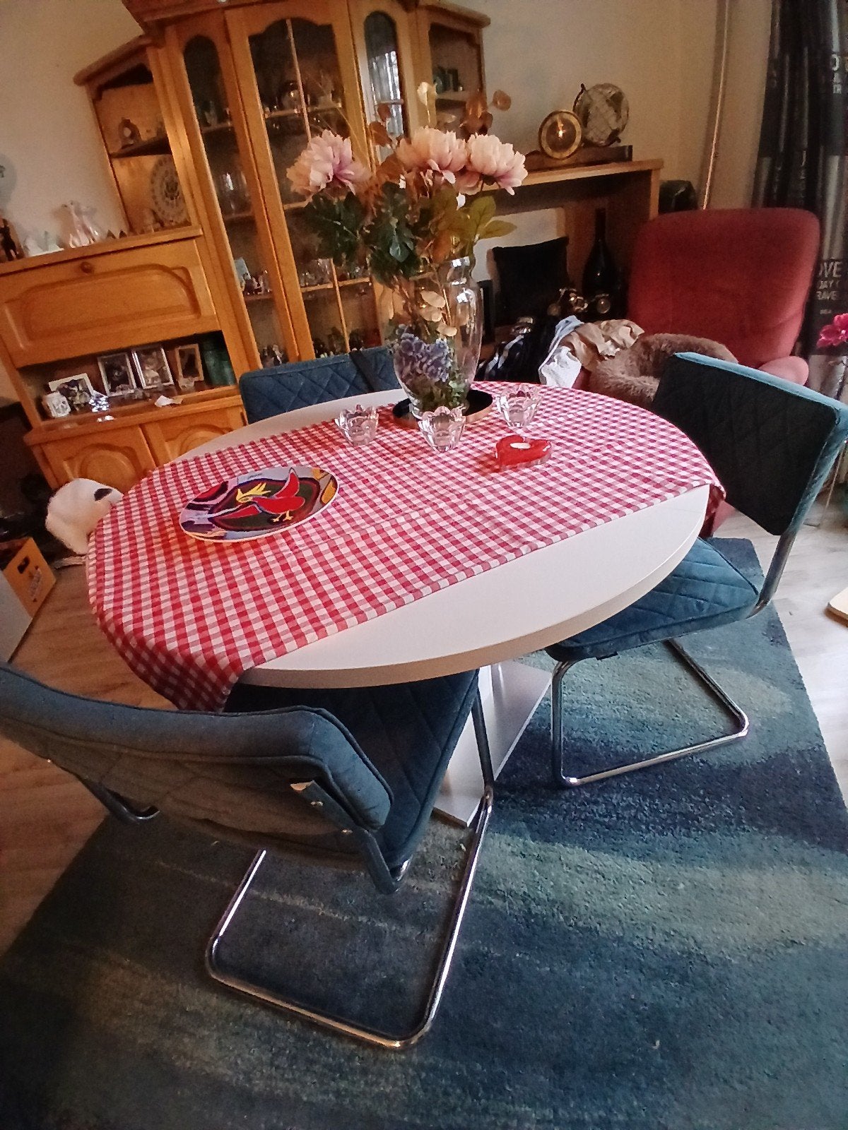 witte ronde uitschuifbare eethoek zonder stoelen