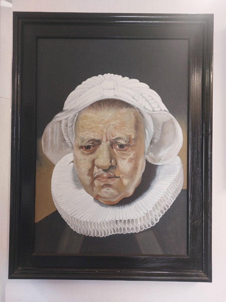 Te koop Reproductie Rembrandt, Doek, Portret of Personen, Gesigneerd, Ophalen of Verzenden